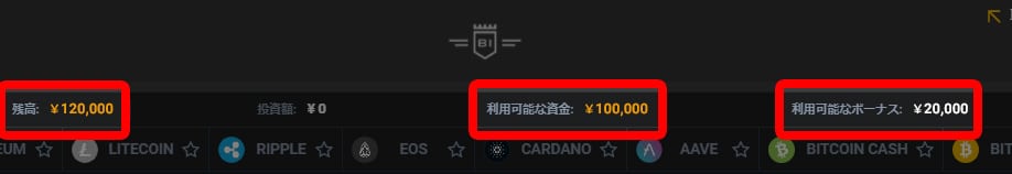 入金後の口座残高のスクショ